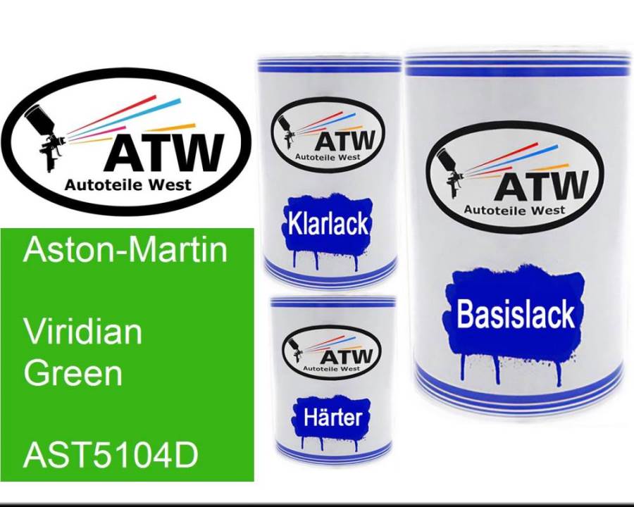 Aston-Martin, Viridian Green, AST5104D: 500ml Lackdose + 500ml Klarlack + 250ml Härter - Set, von ATW Autoteile West.